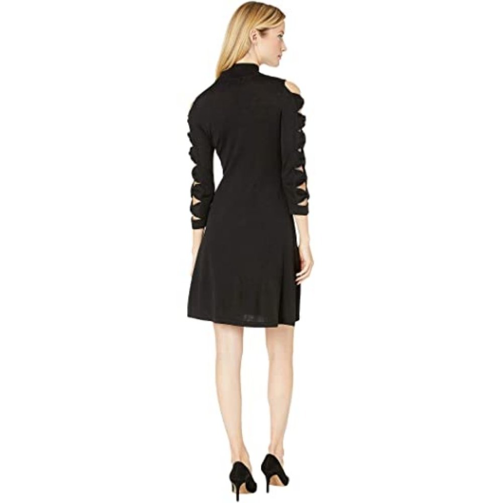 CeCe Black Bow Sleeve Mock Neck Sweater Dress XL - Picture 5 of 12